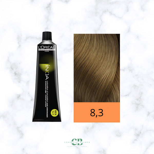 TINTE INOA SIN AMONIACO L´OREAL 60grs. 8.3 RUBIO CLARO DORADO