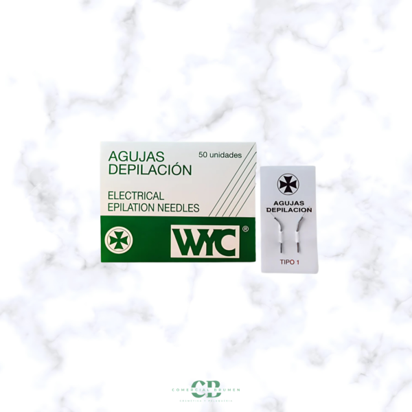 AGUJA DE DEPILACION ELECTRICA WYC 1MM CURVADA BOLSA DE 2 UNIDADES